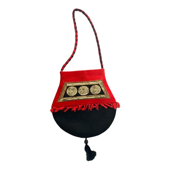 NWT Ethnic Handcrafted Bead Embellished Woven Fabric Purse Braided Shoulder Bag - Picture 5 of 8